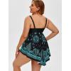 ROSE GAL Womens Plus Size Curve Paisley Handkerchief Padded Modest Tankini Swimsuit(Black_6)