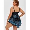 ROSE GAL Womens Plus Size Curve Paisley Handkerchief Padded Modest Tankini Swimsuit(Blue_1)