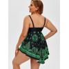 ROSE GAL Womens Plus Size Curve Paisley Handkerchief Padded Modest Tankini Swimsuit(Green_1)