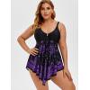 ROSE GAL Womens Plus Size Curve Paisley Handkerchief Padded Modest Tankini Swimsuit(Purple_1)