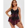 ROSE GAL Womens Plus Size Curve Paisley Handkerchief Padded Modest Tankini Swimsuit(Red_1)