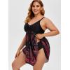 ROSE GAL Womens Plus Size Curve Paisley Handkerchief Padded Modest Tankini Swimsuit(Red_1)