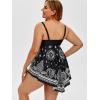 ROSE GAL Womens Plus Size Curve Paisley Handkerchief Padded Modest Tankini Swimsuit(White_1)