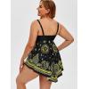 ROSE GAL Womens Plus Size Curve Paisley Handkerchief Padded Modest Tankini Swimsuit(Yellow_1)