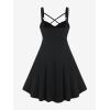 ROSE GAL Womens Plus Size Dresses Sleeveless V-Neck Gothic Vintage 50S Spaghtti Strap Swing Maxi Dress(Black_24)