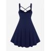 ROSE GAL Womens Plus Size Dresses Sleeveless V-Neck Gothic Vintage 50S Spaghtti Strap Swing Maxi Dress(Blue_10)