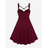 ROSE GAL Womens Plus Size Dresses Sleeveless V-Neck Gothic Vintage 50S Spaghtti Strap Swing Maxi Dress(Red_3)