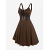 ROSE GAL Womens Plus Size Dresses Sleeveless Wrap Gothic Vintage 50S Spaghtti Strap Swing Maxi Dress(Coffee_14)