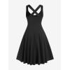 ROSE GAL Womens Plus Size Dresses Wrap V-Neck Gothic Vintage 50S Maxi Dress(Black_10)