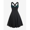 ROSE GAL Womens Plus Size Dresses Wrap V-Neck Gothic Vintage 50S Maxi Dress(Black_300)