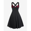 ROSE GAL Womens Plus Size Dresses Wrap V-Neck Gothic Vintage 50S Maxi Dress(Black_5)