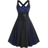 ROSE GAL Womens Plus Size Dresses Wrap V-Neck Gothic Vintage 50S Maxi Dress(Blue_10)
