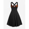 ROSE GAL Womens Plus Size Dresses Wrap V-Neck Gothic Vintage 50S Maxi Dress(Orange_10)