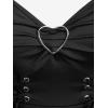ROSE GAL Womens Plus Size Floral Flocking Tulip Hem Layered Ruffles Lace Up Ruched Heart Buckles Gothic Tank Top(Black)