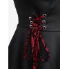 ROSE GAL Womens Plus Size Floral Flocking Tulip Hem Layered Ruffles Lace Up Ruched Heart Buckles Gothic Tank Top(Black_13)