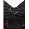 ROSE GAL Womens Plus Size Floral Flocking Tulip Hem Layered Ruffles Lace Up Ruched Heart Buckles Gothic Tank Top(Black_13)