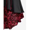 ROSE GAL Womens Plus Size Floral Flocking Tulip Hem Layered Ruffles Lace Up Ruched Heart Buckles Gothic Tank Top(Black_13)