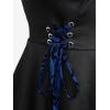 ROSE GAL Womens Plus Size Floral Flocking Tulip Hem Layered Ruffles Lace Up Ruched Heart Buckles Gothic Tank Top(Blue)