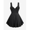 ROSE GAL Womens Plus Size Floral Flocking Tulip Hem Layered Ruffles Lace Up Ruched Heart Buckles Gothic Tank Top(Blue)