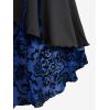ROSE GAL Womens Plus Size Floral Flocking Tulip Hem Layered Ruffles Lace Up Ruched Heart Buckles Gothic Tank Top(Blue)