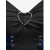 ROSE GAL Womens Plus Size Floral Flocking Tulip Hem Layered Ruffles Lace Up Ruched Heart Buckles Gothic Tank Top(Blue)