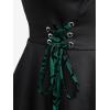 ROSE GAL Womens Plus Size Floral Flocking Tulip Hem Layered Ruffles Lace Up Ruched Heart Buckles Gothic Tank Top(Green)