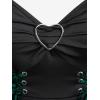 ROSE GAL Womens Plus Size Floral Flocking Tulip Hem Layered Ruffles Lace Up Ruched Heart Buckles Gothic Tank Top(Green)