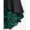 ROSE GAL Womens Plus Size Floral Flocking Tulip Hem Layered Ruffles Lace Up Ruched Heart Buckles Gothic Tank Top(Green)