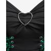 ROSE GAL Womens Plus Size Floral Flocking Tulip Hem Layered Ruffles Lace Up Ruched Heart Buckles Gothic Tank Top(Green_1)
