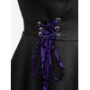 ROSE GAL Womens Plus Size Floral Flocking Tulip Hem Layered Ruffles Lace Up Ruched Heart Buckles Gothic Tank Top(Purple)