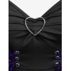 ROSE GAL Womens Plus Size Floral Flocking Tulip Hem Layered Ruffles Lace Up Ruched Heart Buckles Gothic Tank Top(Purple)