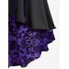ROSE GAL Womens Plus Size Floral Flocking Tulip Hem Layered Ruffles Lace Up Ruched Heart Buckles Gothic Tank Top(Purple)