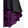 ROSE GAL Womens Plus Size Floral Flocking Tulip Hem Layered Ruffles Lace Up Ruched Heart Buckles Gothic Tank Top(Purple_1)