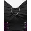 ROSE GAL Womens Plus Size Floral Flocking Tulip Hem Layered Ruffles Lace Up Ruched Heart Buckles Gothic Tank Top(Purple_1)