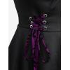 ROSE GAL Womens Plus Size Floral Flocking Tulip Hem Layered Ruffles Lace Up Ruched Heart Buckles Gothic Tank Top(Purple_1)