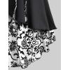 ROSE GAL Womens Plus Size Floral Flocking Tulip Hem Layered Ruffles Lace Up Ruched Heart Buckles Gothic Tank Top(White)