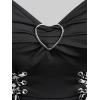 ROSE GAL Womens Plus Size Floral Flocking Tulip Hem Layered Ruffles Lace Up Ruched Heart Buckles Gothic Tank Top(White)