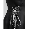 ROSE GAL Womens Plus Size Floral Flocking Tulip Hem Layered Ruffles Lace Up Ruched Heart Buckles Gothic Tank Top(White)