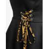 ROSE GAL Womens Plus Size Floral Flocking Tulip Hem Layered Ruffles Lace Up Ruched Heart Buckles Gothic Tank Top(Yellow)