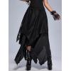 ROSE GAL Womens Plus Size Gothic Lace Overlay Layered Handkerchief Hem Flowy Maxi Skirt(Black_3)