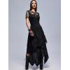 ROSE GAL Womens Plus Size Gothic Lace Overlay Layered Handkerchief Hem Flowy Maxi Skirt(Black_3)