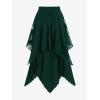 ROSE GAL Womens Plus Size Gothic Lace Overlay Layered Handkerchief Hem Flowy Maxi Skirt(Deep Green)
