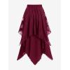 ROSE GAL Womens Plus Size Gothic Lace Overlay Layered Handkerchief Hem Flowy Maxi Skirt(Red)