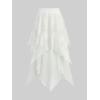 ROSE GAL Womens Plus Size Gothic Lace Overlay Layered Handkerchief Hem Flowy Maxi Skirt(White)