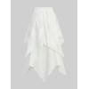 ROSE GAL Womens Plus Size Gothic Lace Overlay Layered Handkerchief Hem Flowy Maxi Skirt(White)