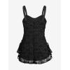 ROSE GAL Womens Plus Size Gothic Skull Lace Overlay Sleeveless Strap Tank Top(Black)