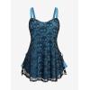 ROSE GAL Womens Plus Size Gothic Skull Lace Overlay Sleeveless Strap Tank Top(Blue)