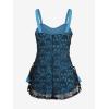 ROSE GAL Womens Plus Size Gothic Skull Lace Overlay Sleeveless Strap Tank Top(Blue)