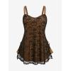 ROSE GAL Womens Plus Size Gothic Skull Lace Overlay Sleeveless Strap Tank Top(Coffee)