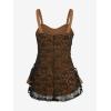 ROSE GAL Womens Plus Size Gothic Skull Lace Overlay Sleeveless Strap Tank Top(Coffee)